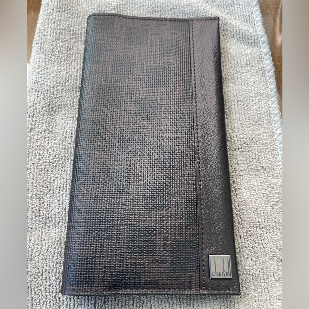 Mens Authentic Dunhill Textured Brown Leather Wallet